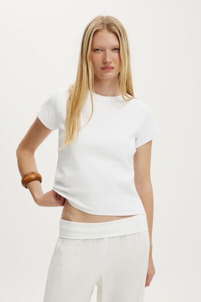 90 S Baby Tee, WHITE