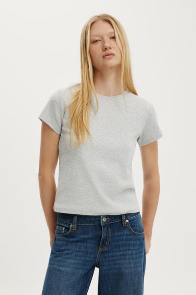 90 S Baby Tee, GREY MARLE