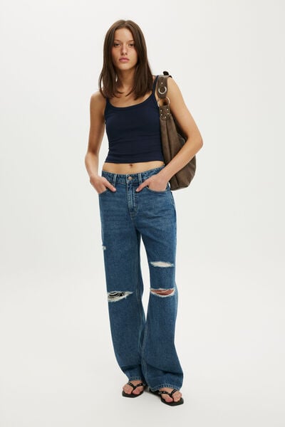 91 Straight Jean, HARBOUR BLUE RIPPED
