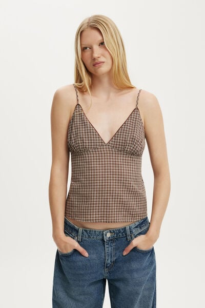 The Daydream Cami, HAZEL MICRO CHECK RICH MOCHA