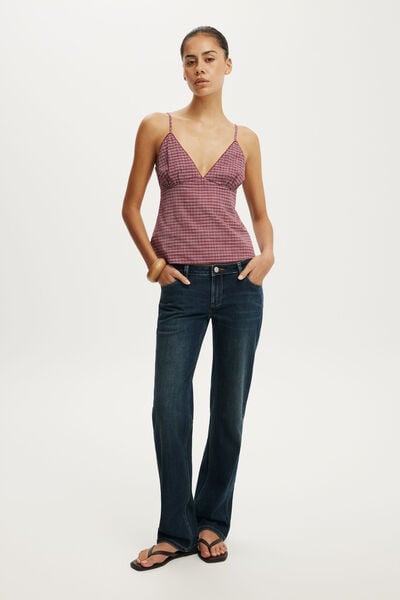 The Daydream Cami, HAZEL MICRO CHECK POMEGRANATE