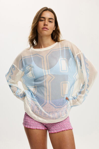 The Long Sleeve Mesh Graphic Tee, 98 BARBADOS / GARDENIA