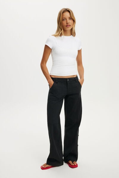 Lexi Low Rise Utility Pant, BLACK