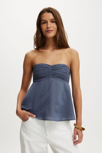 Ellie Strapless Babydoll Top, COLLEGIATE NAVY