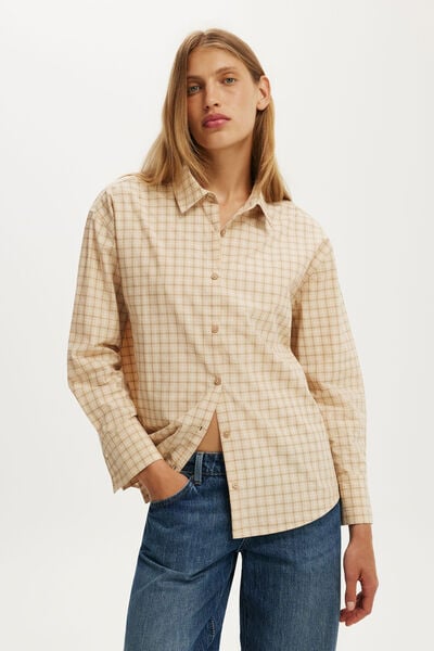 Sloane Oversized Shirt, NATURAL CHECK