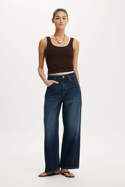 High Rise Wide Crop Jean, SOLACE BLUE