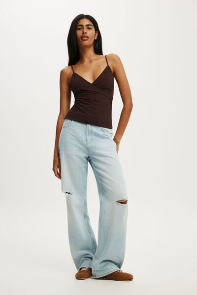 Fern Wrap Cami, DARK OAK