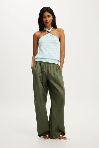 Ada Beaded Halter, AQUA CRUSH/WHITE STRIPE