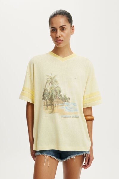V Neck Vacay Graphic Tee, PARADISE FOUND / WHIPPED BUTTER
