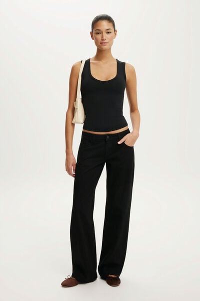 Hold Me V Neck Tank, BLACK