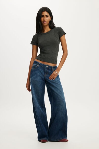 Double Layer Short Sleeve, CHARCOAL MARLE