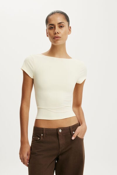 Hold Me Scoop Back Tee, VANILLA GLOW