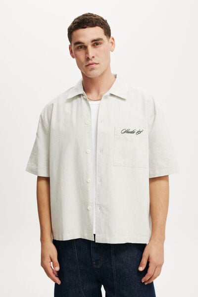 Ventura Short Sleeve Shirt, OFF WHITE STRIPE EMB