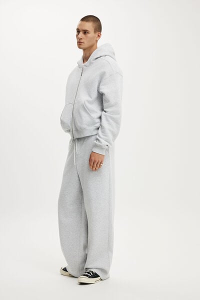Cropped Zip Up Hoodie, GREY MARLE