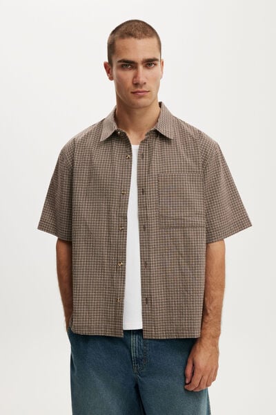 Darcy Short Sleeve Shirt, CHOC MINI CHECK