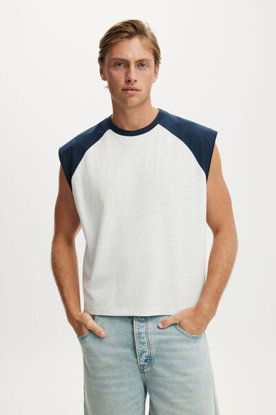 Cropped Fit Muscle, WHITE MARLE / AUTO NAVY