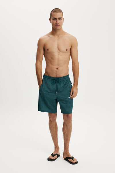 Baggy Swim Short, TEAL CHECK SEERSUCKER