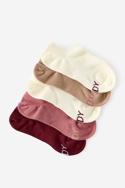 Body Low Cut Sneaker Socks 5Pk, DUSTY ROSE MULTI