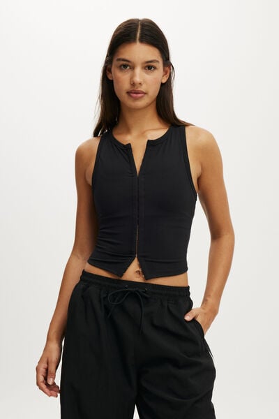 Ultra Soft Corset Tank, BLACK